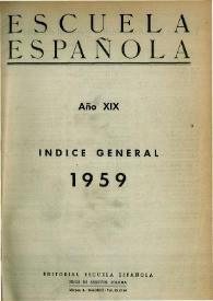 Portada:Escuela española. Año XIX, Índice general de 1959