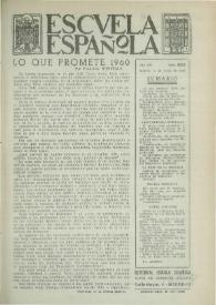 Escuela española. Año XX, núm. 1003, 14 de enero de 1960