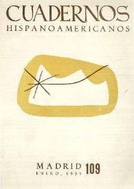 Portada:Cuadernos Hispanoamericanos. Núm. 109, enero 1959