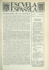 Portada:Escuela española. Año XXI, núm. 1063, 9 de marzo de 1961