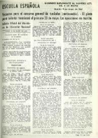 Portada:Escuela española. Año XXI, 2º Suplemento al núm. 1071 de mayo de 1961
