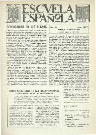 Portada:Escuela española. Año XXII, núm. 1119, 5 de abril de 1962