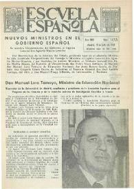 Portada:Escuela española. Año XXII, núm. 1133, 12 de julio de 1962