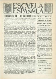 Portada:Escuela española. Año XXII, núm. 1136, 2 de agosto de 1962