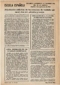 Portada:Escuela española. Año XXIII, 2º Suplemento al núm. 1193 de agosto de 1963