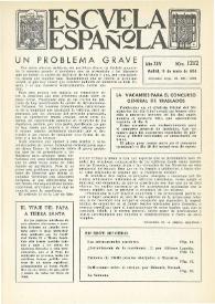 Portada:Escuela española. Año XXIV, núm. 1212, 10 de enero de 1964