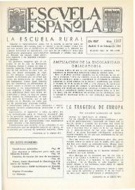 Portada:Escuela española. Año XXIV, núm. 1217, 13 de febrero de 1964