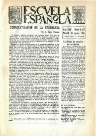 Portada:Escuela española. Año XXV, núm. 1367, 25 de agosto de 1965