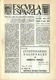 Portada:Escuela española. Año XXV, núm. 1371, 8 de septiembre de 1965