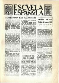 Portada:Escuela española. Año XXV, núm. 1372, 10 de septiembre de 1965