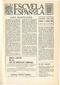 Portada:Escuela española. Año XXVI, núm. 1413, 11 de febrero de 1966