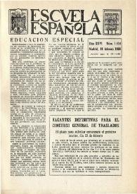 Portada:Escuela española. Año XXVI, núm. 1414, 16 de febrero de 1966