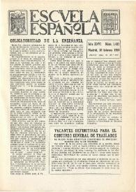 Portada:Escuela española. Año XXVI, núm. 1415, 18 de febrero de 1966