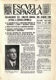 Portada:Escuela española. Año XXVI, núm. 1432, 27 de abril de 1966