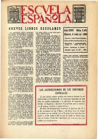Portada:Escuela española. Año XXVI, núm. 1451, 8 de julio de 1966