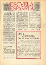 Portada:Escuela española. Año XXVI, núm. 1460, 24 de agosto de 1966