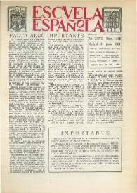 Portada:Escuela española. Año XXVII, núm. 1548, 21 de junio de 1967