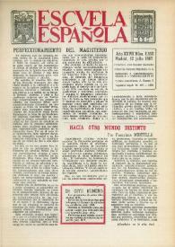 Portada:Escuela española. Año XXVII, núm. 1553, 12 de julio de 1967