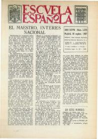 Portada:Escuela española. Año XXVII, núm. 1572, 20 de septiembre de 1967