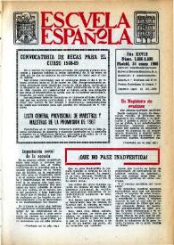 Portada:Escuela española. Año XXVIII, núm. 1608- 1609, 24 de enero de 1968