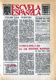 Portada:Escuela española. Año XXVIII, núm. 1662, 13 de septiembre de 1968