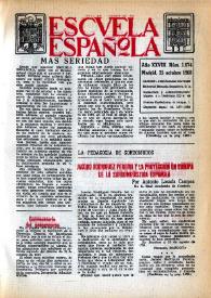 Portada:Escuela española. Año XXVIII, núm. 1674, 25 de octubre de 1968