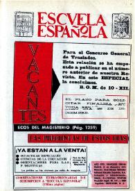 Portada:Escuela española. Año XXX, núm. 1885-86, 12 de diciembre de 1970