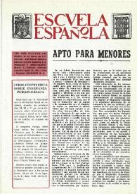 Portada:Escuela española. Año XXXI, núm. 1909, 12 de marzo de 1971