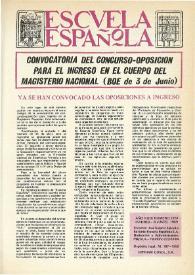 Portada:Escuela española. Año XXIX, núm. 1737, 6 de junio de 1969