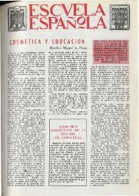 Portada:Escuela española. Año XXXII, núm. 2035, 2 de agosto de 1972