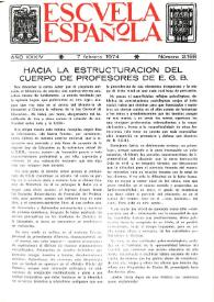 Portada:Escuela española. Año XXXIV, núm. 2168, 7 de febrero de 1974