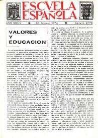 Portada:Escuela española. Año XXXIV, núm. 2170, 20 de febrero de 1974