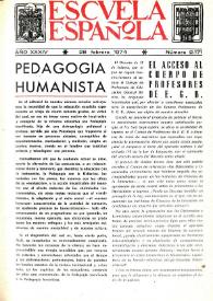 Portada:Escuela española. Año XXXIV, núm. 2171, 28 de febrero de 1974