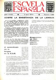 Portada:Escuela española. Año XXXIV, núm. 2181, 5 de abril de 1974