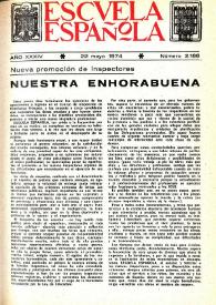 Portada:Escuela española. Año XXXIV, núm. 2188, 22 de mayo de 1974