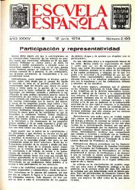 Portada:Escuela española. Año XXXIV, núm. 2193, 12 de junio de 1974