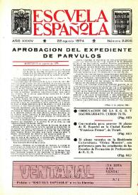 Portada:Escuela española. Año XXXIV, núm. 2205, 22 de agosto de 1974