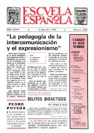 Portada:Escuela española. Año XXXIV, núm. 2230, 13 de diciembre de 1974