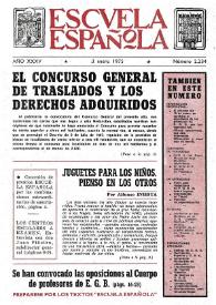 Portada:Escuela española. Año XXXV, núm. 2234, 3 de enero de 1975