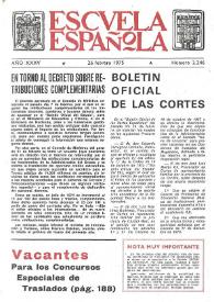 Portada:Escuela española. Año XXXV, núm. 2246, 26 de febrero de 1975