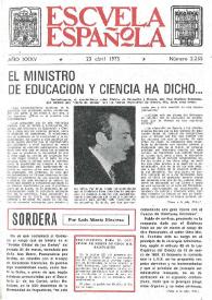 Portada:Escuela española. Año XXXV, núm. 2255, 23 de abril de 1975