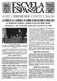 Portada:Escuela española. Año XXXV, núm. 2256, 25 de abril de 1975, suplemento especial legislativo