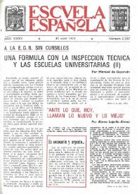 Portada:Escuela española. Año XXXV, núm. 2257, 30 de abril de 1975