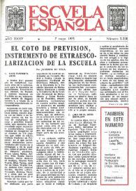 Portada:Escuela española. Año XXXV, núm. 2258, 7 de mayo de 1975