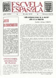 Portada:Escuela española. Año XXXV, núm. 2272, 16 de julio de 1975