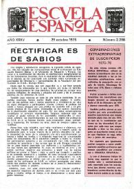 Portada:Escuela española. Año XXXV, núm. 2288, 29 de octubre de 1975