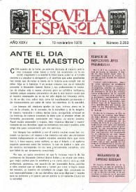 Portada:Escuela española. Año XXXV, núm. 2293, 19 de noviembre de 1975