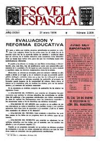 Portada:Escuela española. Año XXXVI, núm. 2305, 21 de enero de 1976