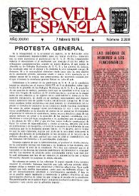 Portada:Escuela española. Año XXXVI, núm. 2308, 7 de febrero de 1976
