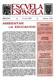 Portada:Escuela española. Año XXXVI, núm. 2319, 14 de abril de 1976